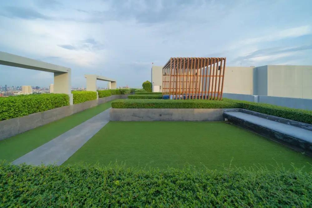 Lawn by Swimming Pool Field against Sky