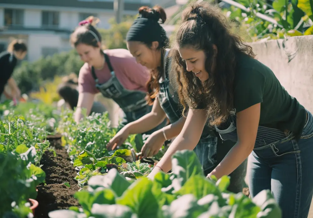 community people working together agriculture grow food