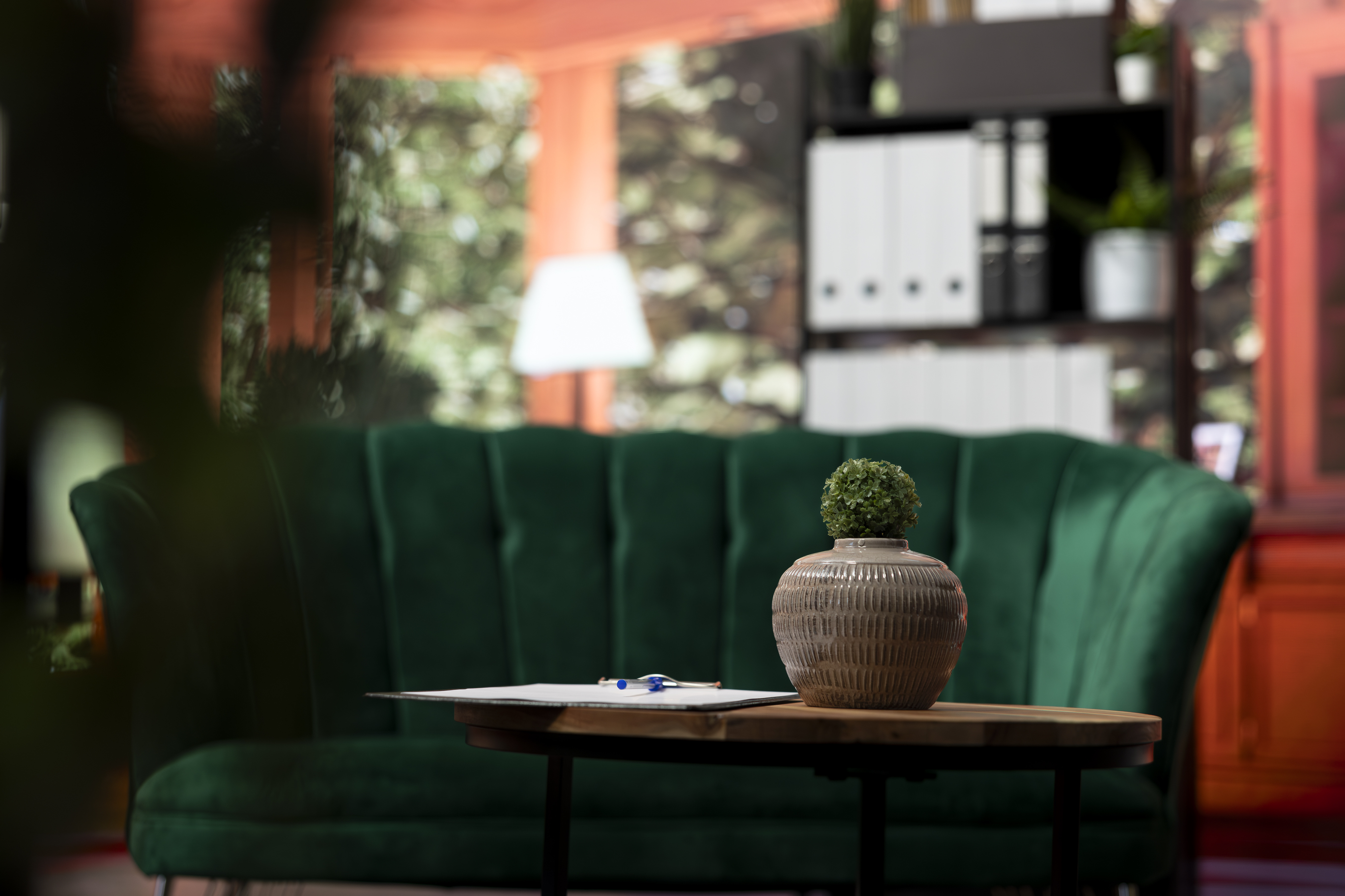 Empty Luxurious Psychiatry Interior Office Equipped With Modern Furniture