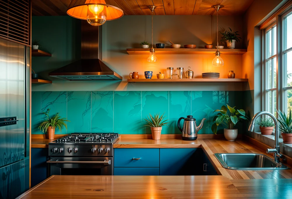Minimalist dry kitchen shelving displaying spices in glass jars, highlighting premium apartment interior design in Dhaka.